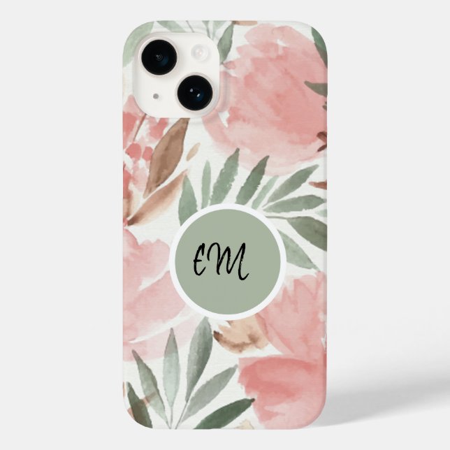 Coques Case-Mate iPhone Aquarelle Motif Floral Monogramme (Verso)