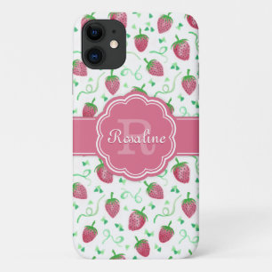 Case-Mate iPhone Case Aquarelle Motif fraise avec Monogramme