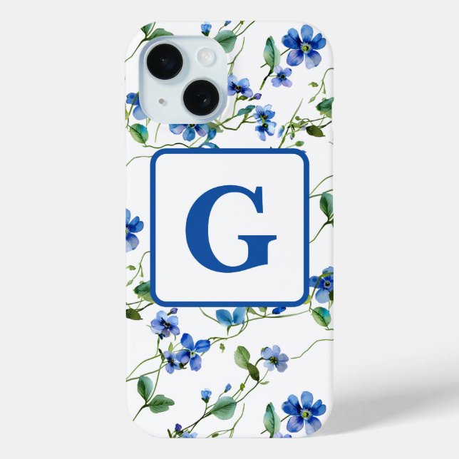 Coques Case-Mate iPhone aquarelle ne m'oublie pas les fleurs Monogramme (Verso)