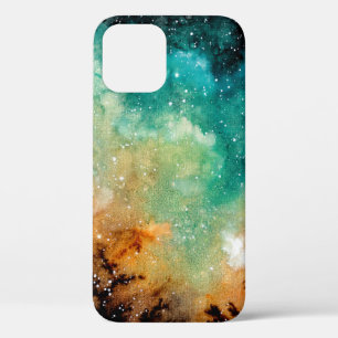 Case-Mate iPhone Case Aquarelle Nebula jaune vif, étoiles et noir