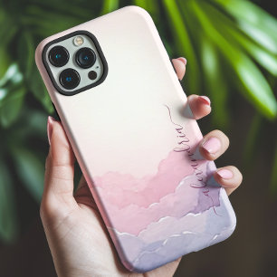Coque Case-Mate iPhone Aquarelle Nudscape Ciel rose Nom