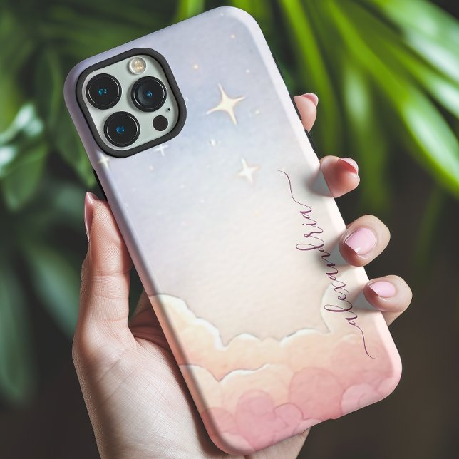 Coques Case-Mate iPhone Aquarelle Nudscape Ciel rose Nom (Créateur téléchargé)