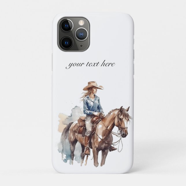 Coques Case-Mate iPhone Aquarelle occidentale Brunette Cowgirl, personnali (Dos)