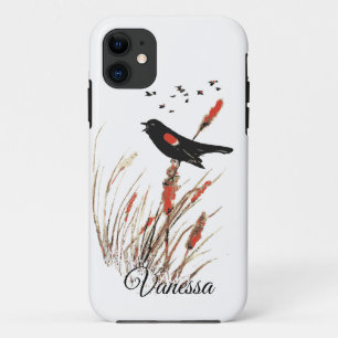 Case-Mate iPhone Case Aquarelle Oiseau-noir à ailes rouges - Collection 