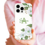Coque iPhone 16 Pro Max Aquarelle or blanc Floral Monogramme Script chic<br><div class="desc">Une aquarelle florale chic, étonnante, sophistiquée, blanche et faux or parties scintillant, avec typographie de script personnalisée et un monogramme de type san serif, superpose d'abord un arrière - plan blanc élégant et aéré sur ce boîtier de téléphone portable chic, élégant et moderne. Personnalisez avec votre nom et votre monogramme....</div>