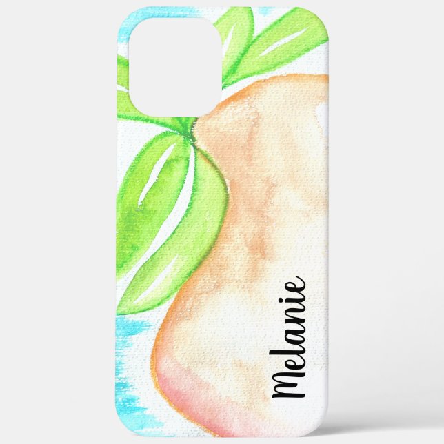 Coques Case-Mate iPhone Aquarelle Orange Mangue Monogrammé     (Verso)