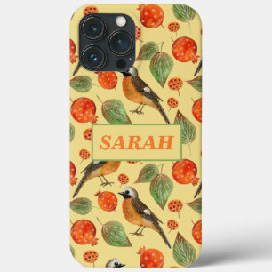 Case-Mate iPhone Case Aquarelle orange Oiseaux et Motif de grenade