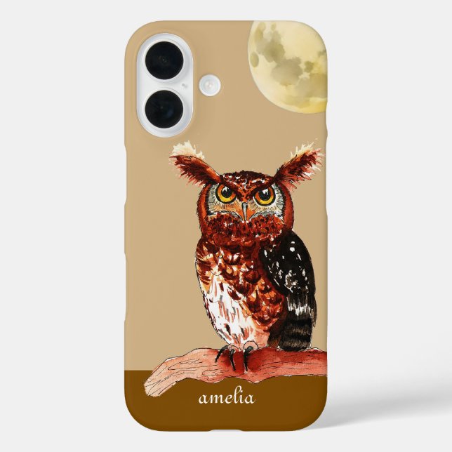 Coques Case-Mate iPhone Aquarelle Owl Moon (Verso)