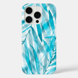 Coque iPhone 16 Pro Aquarelle Palms Hawaiian Tropical en Turquoise