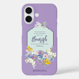 Coque Pour iPhone 16 Aquarelle Pastel Fleurs Bible Verse Personnalisée
