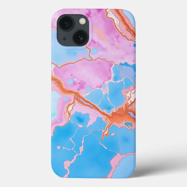 Coques Case-Mate iPhone Aquarelle Pastel Marbre Surface en Blues doux (Verso)