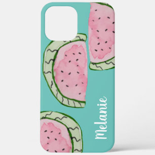 Case-Mate iPhone Case Aquarelle Pastèque Rose Turquoise Monogrammé