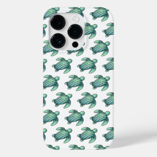 Coque Case-Mate iPhone aquarelle peinte caricature de tortue de mer bleu 