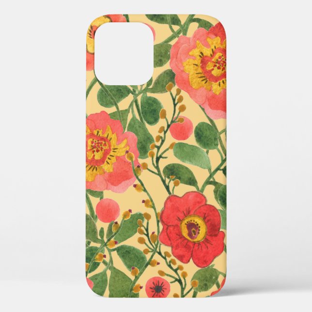 Coques Case-Mate iPhone Aquarelle peinture rétro floral continu motif (Verso)