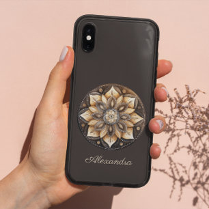 Coque Case-Mate iPhone Aquarelle personnalisée Brown Floral Mandala
