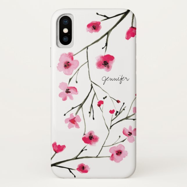 Coques Case-Mate iPhone Aquarelle personnalisée en fleurs de cerisiers (Dos)