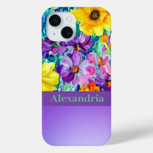 Coque Case-Mate iPhone Aquarelle personnalisée Fleur sauvage mignonne col