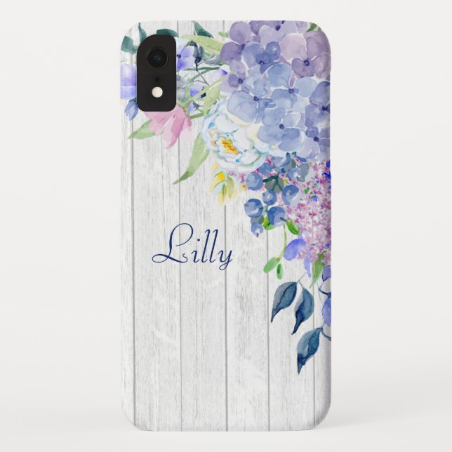 Coques Case-Mate iPhone Aquarelle personnalisée Russe Hydrangées violettes (Dos)
