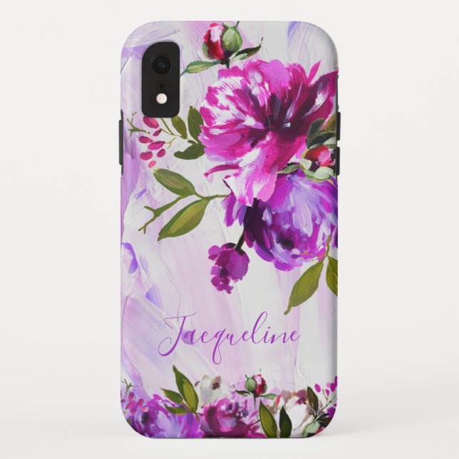 Coques Case-Mate iPhone Aquarelle personnalisée Typographie rose florale (Dos)