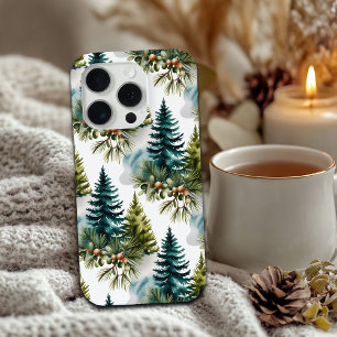 Coque Case-Mate iPhone Aquarelle Pine Motif Elégant hiver