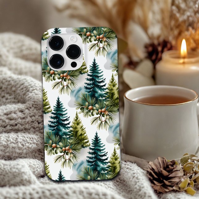 Coques Case-Mate iPhone Aquarelle Pine Motif Elégant hiver (Créateur téléchargé)