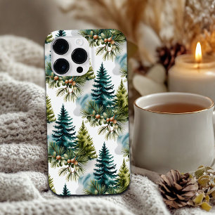 Coque Case-Mate iPhone Aquarelle Pine Motif Elégant hiver