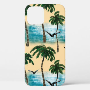 Case-Mate iPhone Case Aquarelle plage de texture transparente. Palmiers,