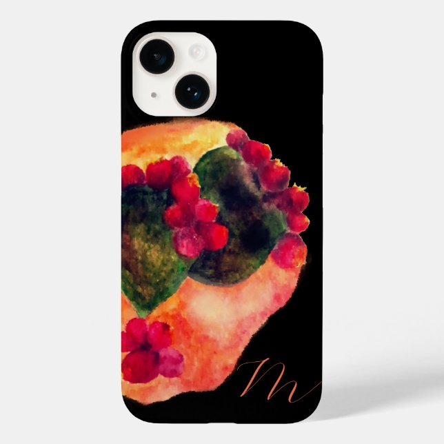 Coques Case-Mate iPhone Aquarelle poires épineuses Cactus Monogramme (Verso)