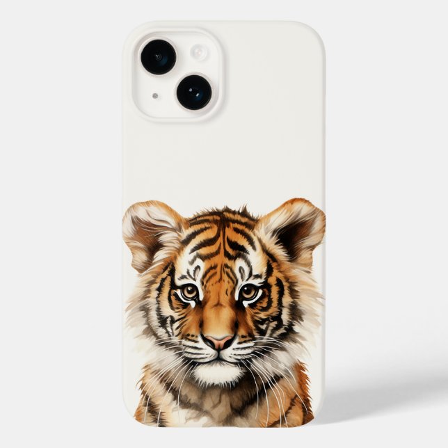 Coques Case-Mate iPhone Aquarelle Portrait d'un petit tigre (Verso)