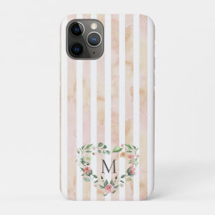 Case-Mate iPhone Case aquarelle rayures fleurie couronne monogramme