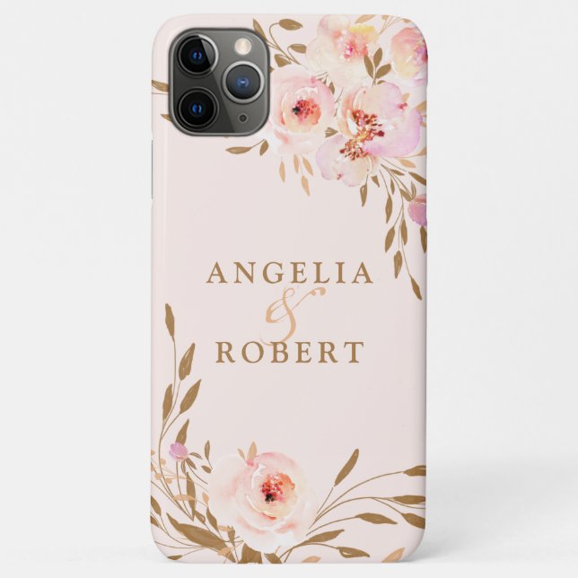 Coques Case-Mate iPhone Aquarelle romantique Rose or rose Blush (Dos)