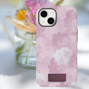 Coque Case-Mate iPhone Aquarelle romantique rose pâle Monogramme floral