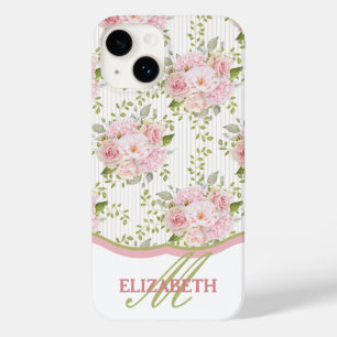Coque Case-Mate iPhone Aquarelle rose bouquets floraux Motif Monogramme