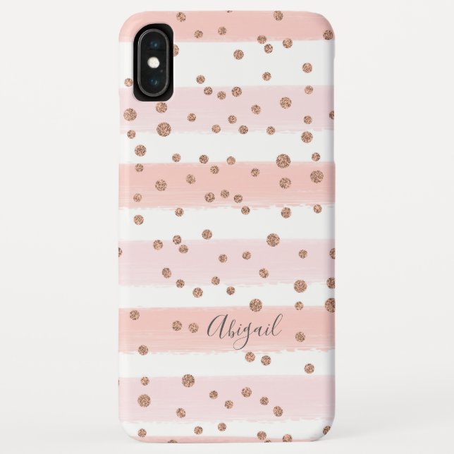 Coques Case-Mate iPhone Aquarelle rose chic et points or Monogramme (Dos)