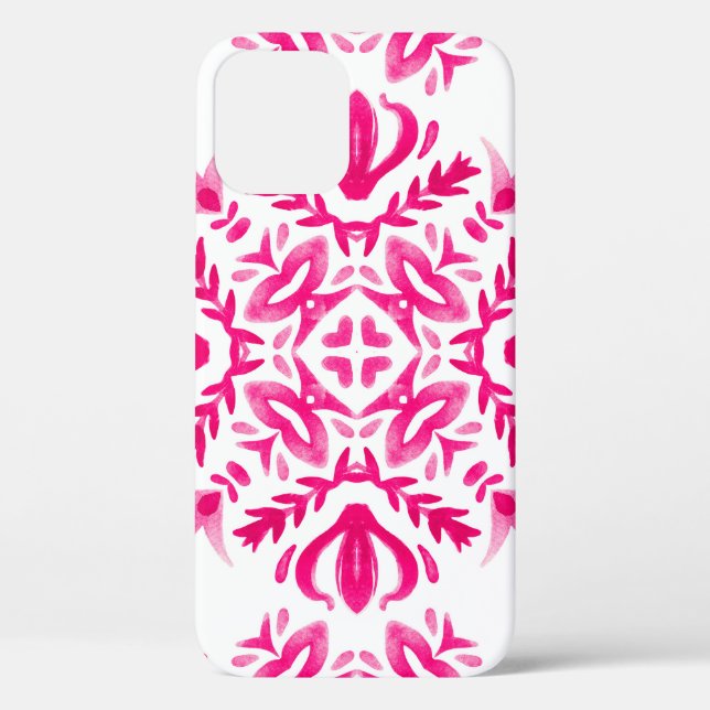 Coques Case-Mate iPhone Aquarelle rose : conception géométrique des carrea (Verso)