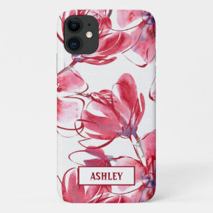 Case-Mate iPhone Case Aquarelle Rose Et Fleurs Rouge