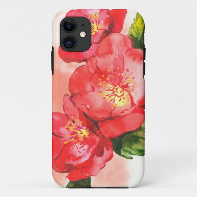 Coques Case-Mate iPhone Aquarelle rose et rouge Rose Coque-Mate iPho (Dos)