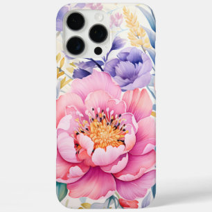 Coque iPhone 16 Pro Max Aquarelle rose et violet