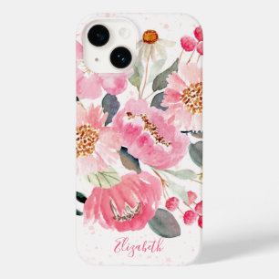 Coque Case-Mate iPhone Aquarelle rose Fleurs de Jardin