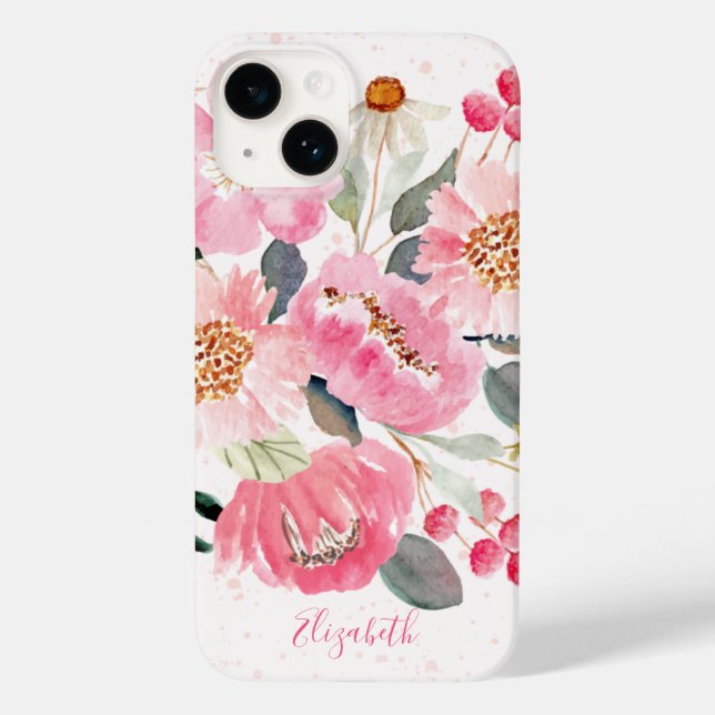 Coques Case-Mate iPhone Aquarelle rose Fleurs de Jardin (Verso)