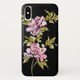 Case-Mate iPhone Case Aquarelle rose fleurs florales chic noir chic