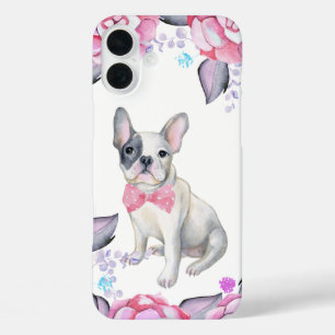 Coque Pour iPhone 16 Plus Aquarelle rose gris rose mignon taureau français