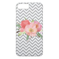 Aquarelle rose grise de Chevron florale