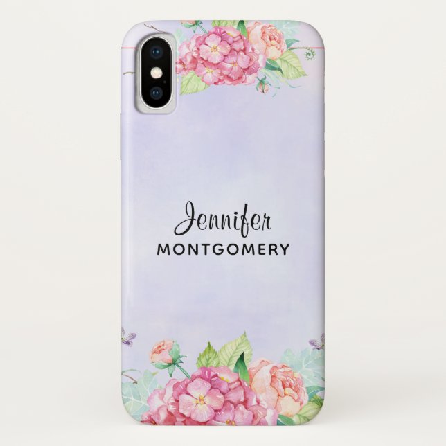 Coques Case-Mate iPhone Aquarelle rose moderne Floral (Dos)