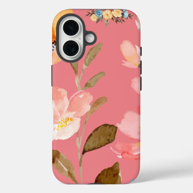 Coques Case-Mate iPhone Aquarelle rose monogramme (Verso)
