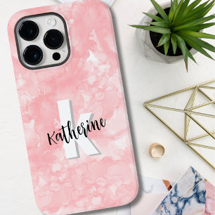 Coque Case-Mate iPhone Aquarelle rose Monogramme initial