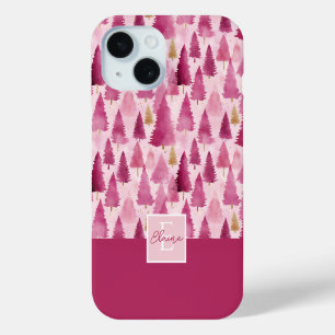 Coque Case-Mate iPhone Aquarelle rose Motif Arbre de Noël