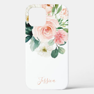 Case-Mate iPhone Case Aquarelle rose pâle Floral avec votre nom