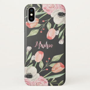 Case-Mate iPhone Case Aquarelle rose pâle Monogramme floral