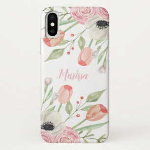 Case-Mate iPhone Case Aquarelle rose pâle Monogramme floral